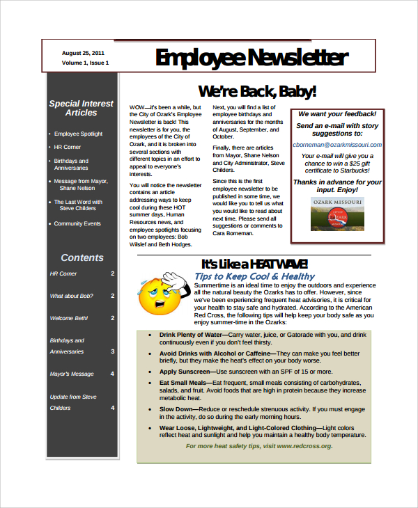 10+ Employee Newsletter Templates | Sample Templates