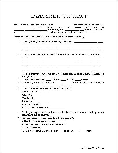 employment contract template free free employment agreement 