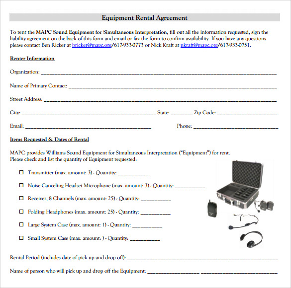 equipment rental agreement template doc 21 equipment rental 