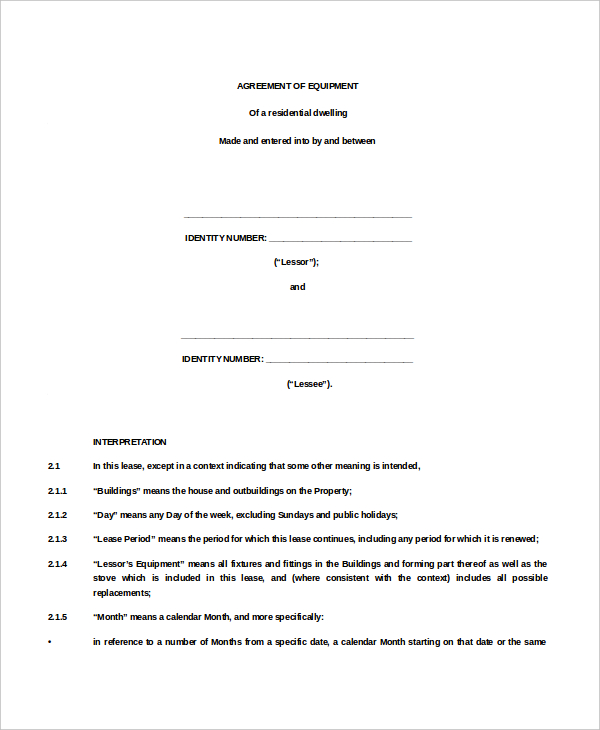 Blank Lease Agreement. Trakore Document Templates Equipment Form 