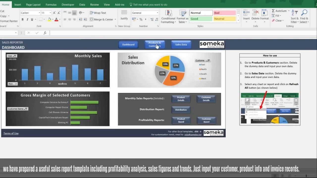 Sales Report Template   Excel Dashboard for Sales Managers   YouTube