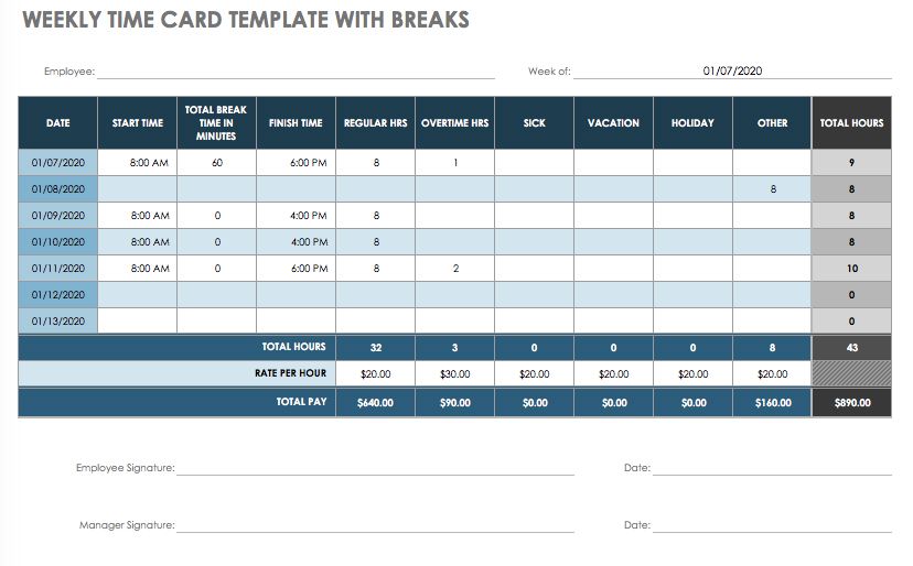 Time Card Template for Excel