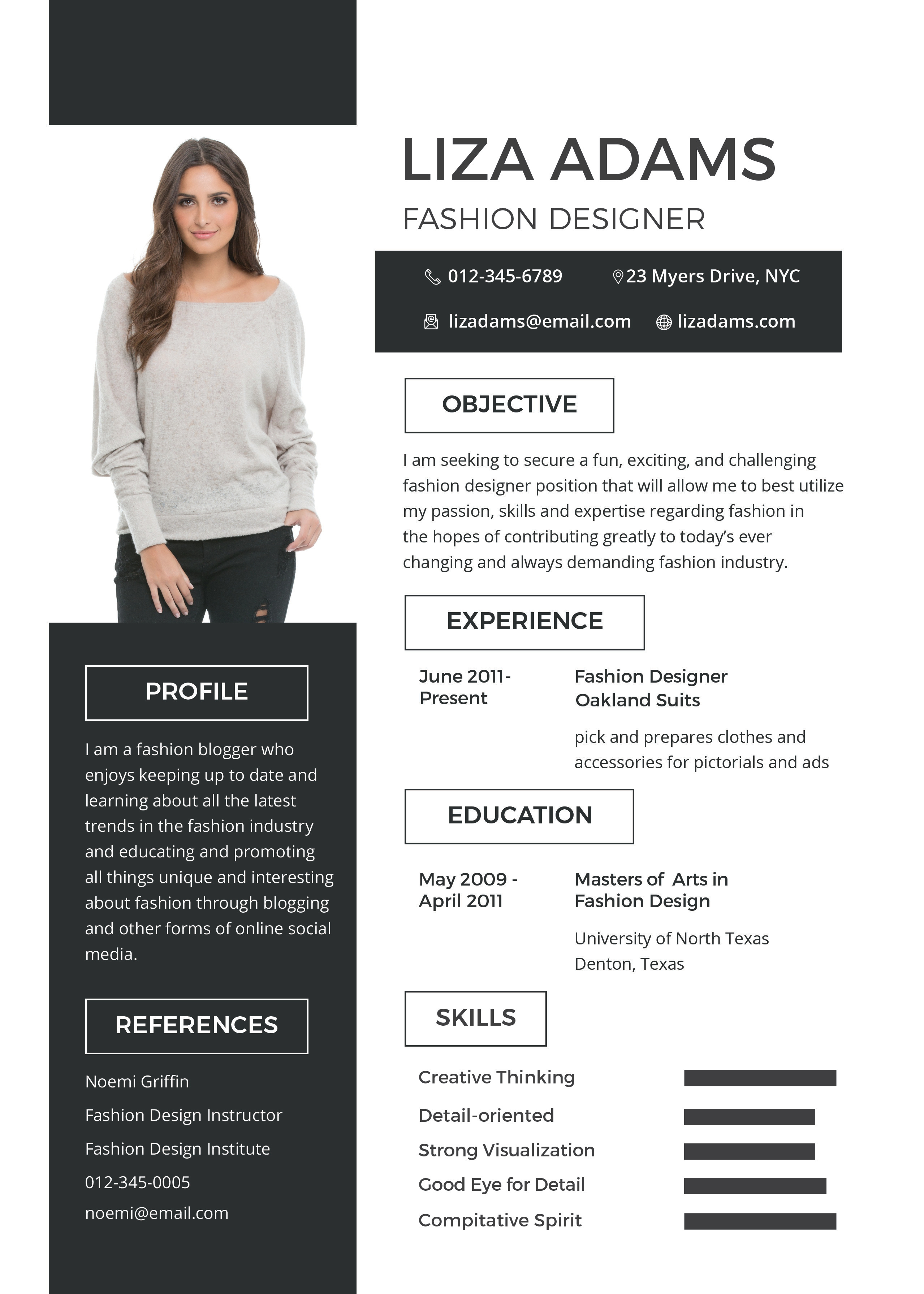 Free Fashion Designer Resume and CV Template in PSD, MS Word 