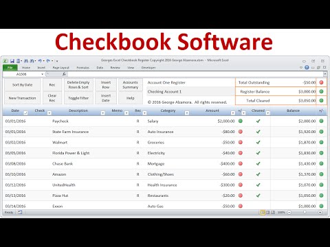 Excel Checkbook Register Spreadsheet for Bank Accounts, Credit 