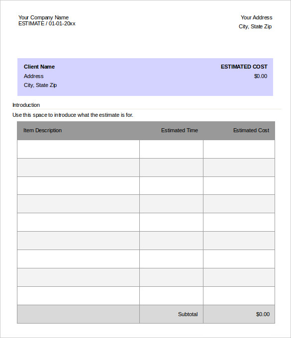 44 Free Estimate Template Forms [Construction, Repair, Cleaning]