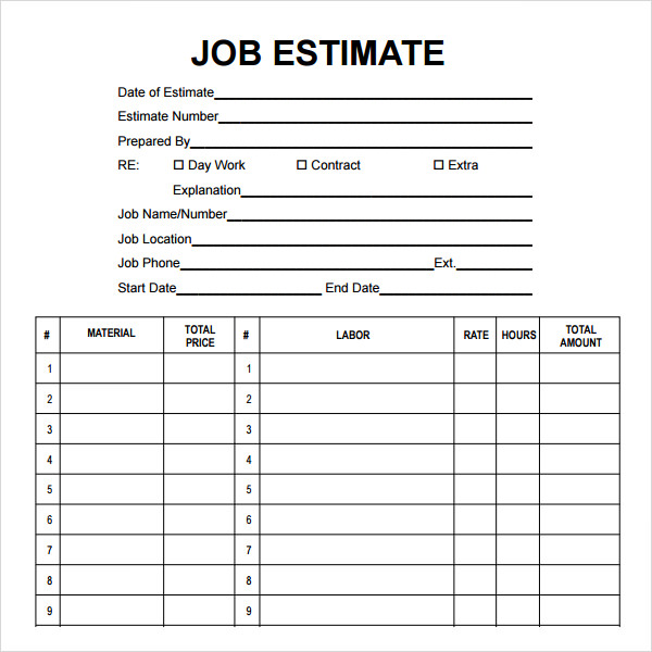 Blank Estimate Template 23 Free Word Pdfexcelgoogle Sheets 