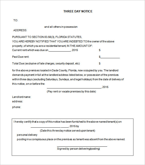 Blank Eviction Notice Form | Free Word Templates   tenant eviction 
