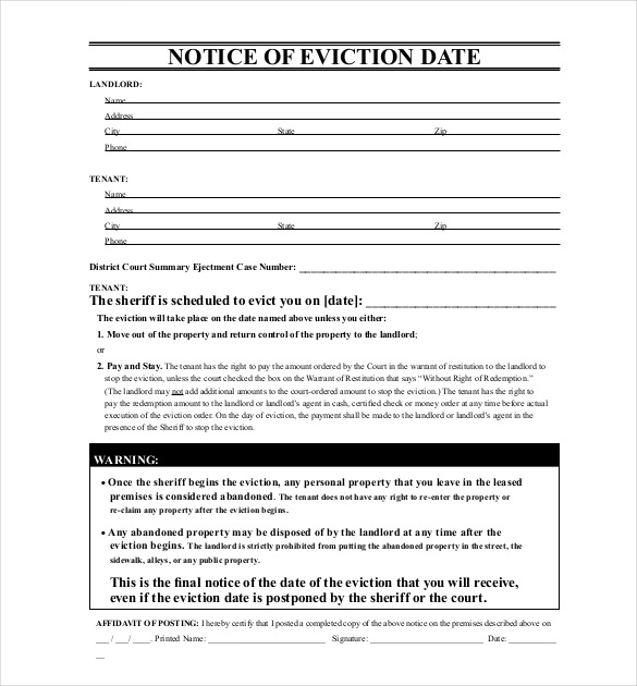 free eviction notice template eviction notice template 31 free 
