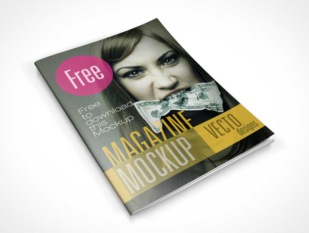 Open Magazine and Cover Mockup | MockupWorld