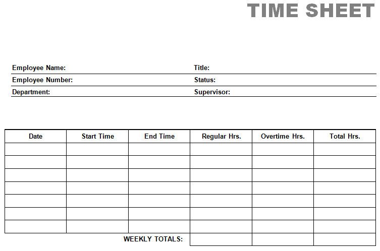 Free Time Card Template | printable blank PDF time card time 