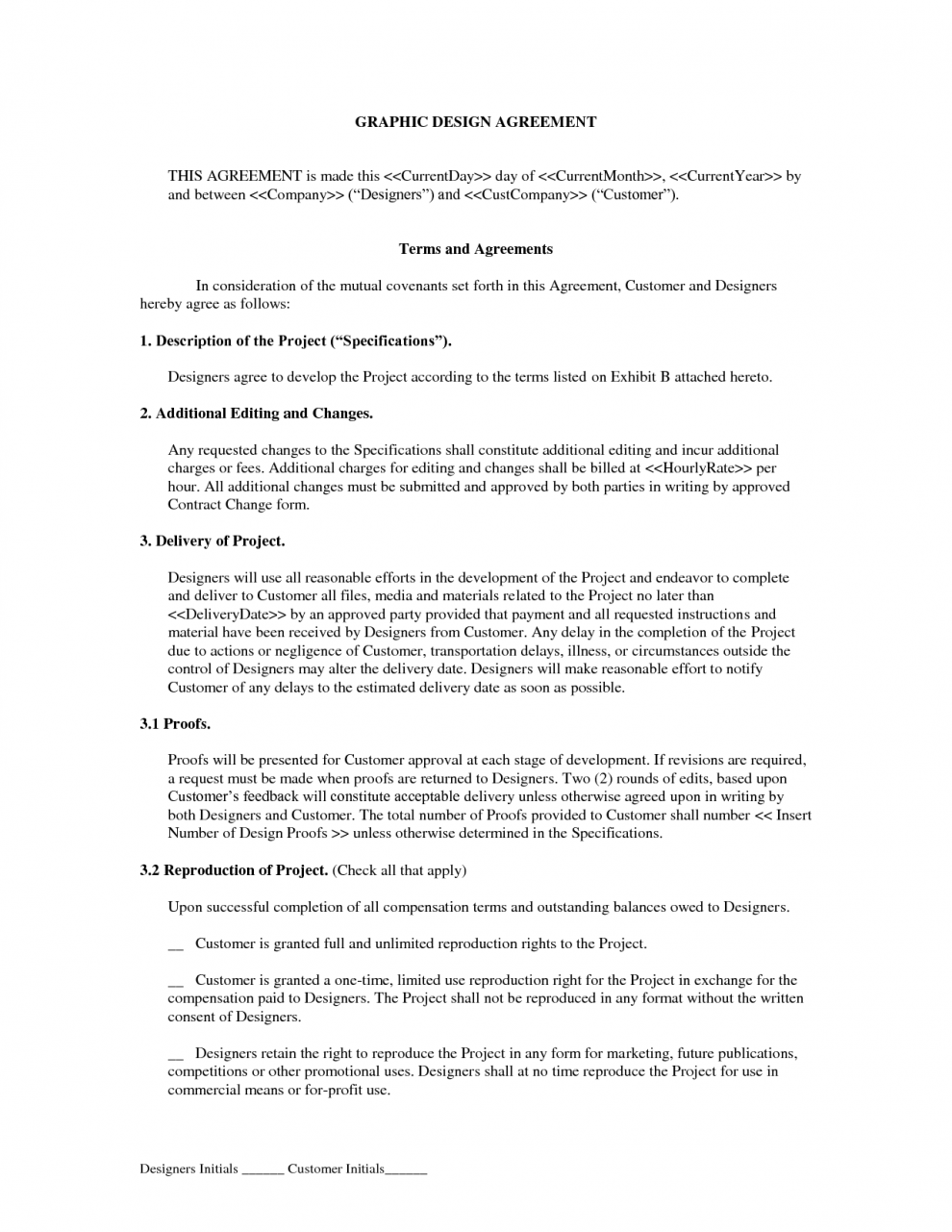 Graphic Design Freelance Contract Template With Free Logo Design 