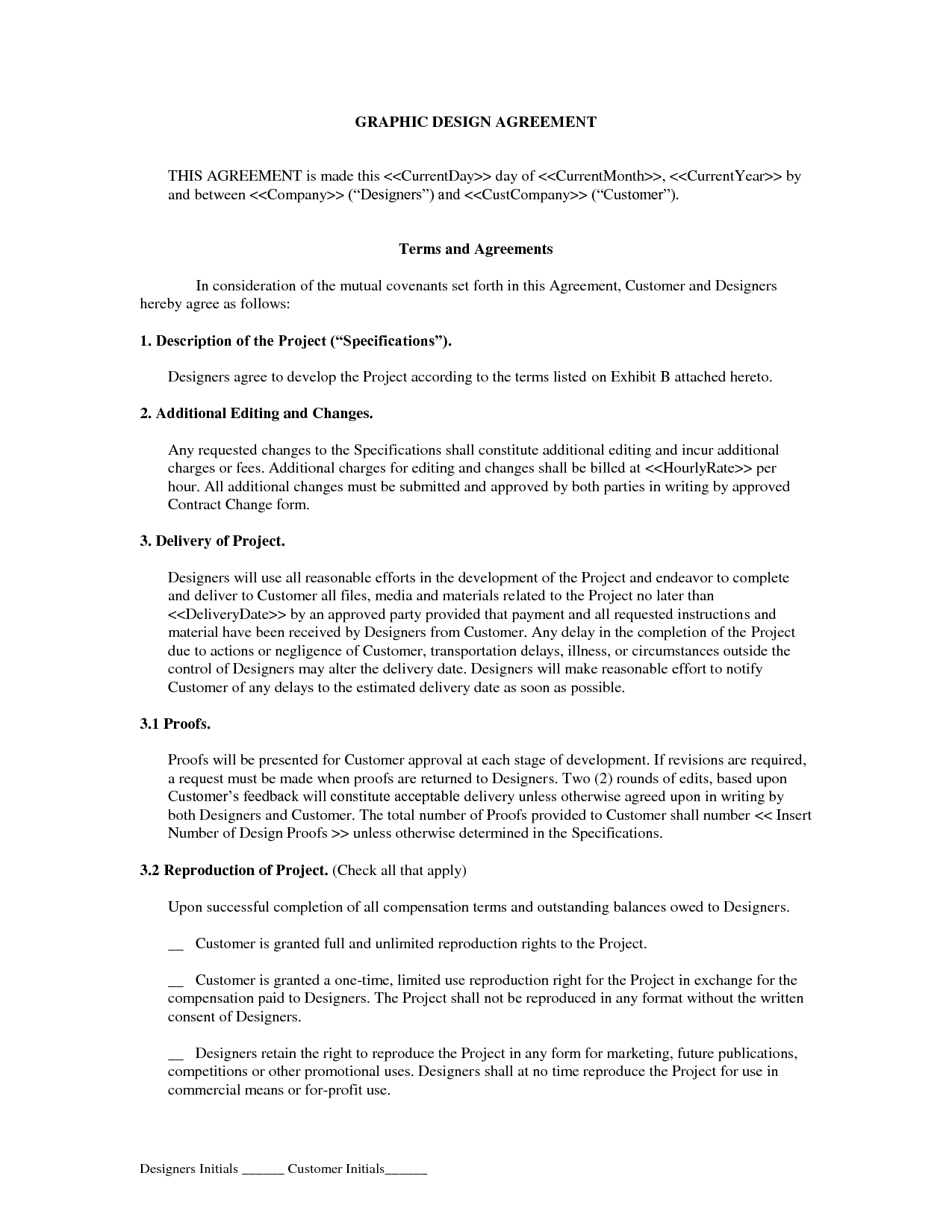 Graphic Design Freelance Contract Template With Free Logo Design 