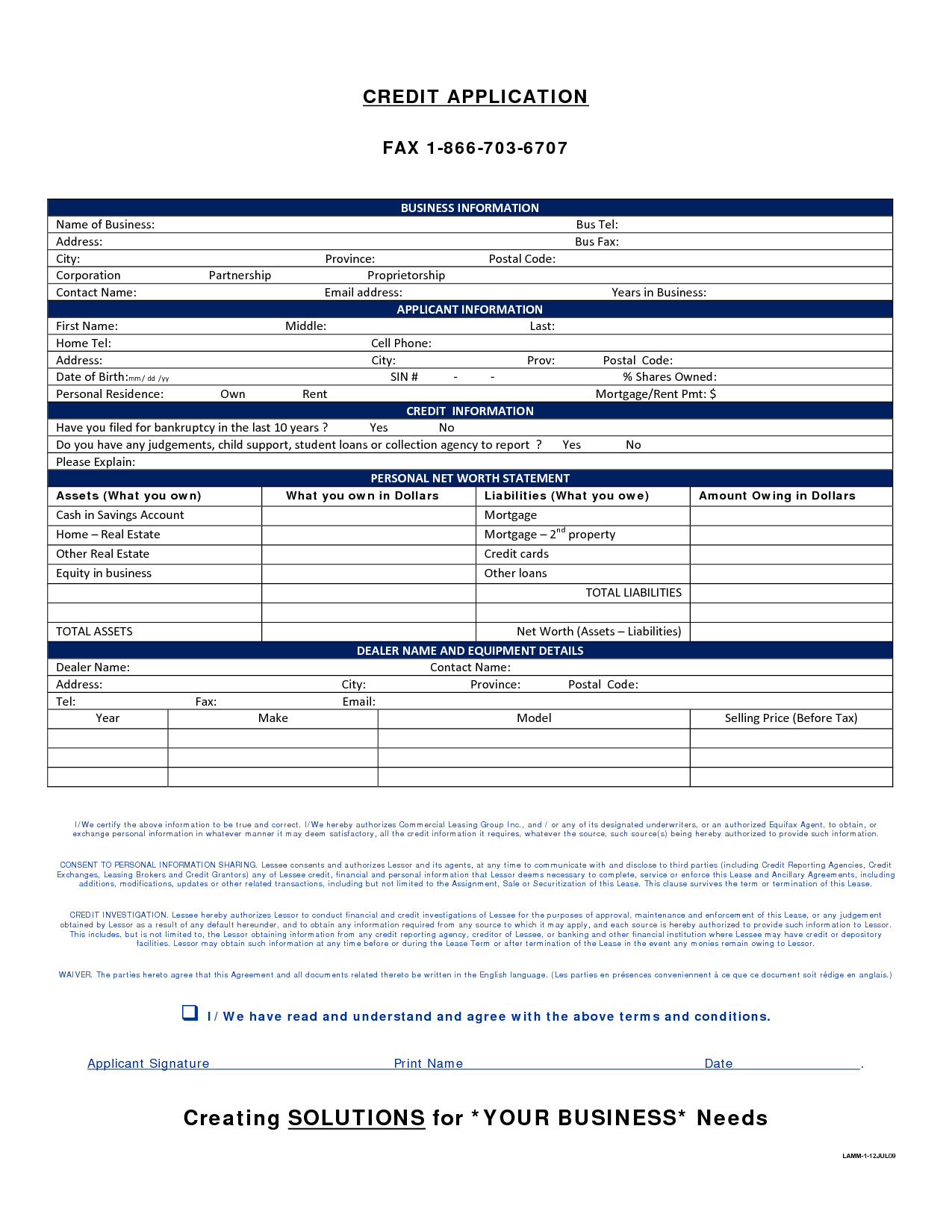 Best Photos of Generic Credit Application Form   Sample Credit 