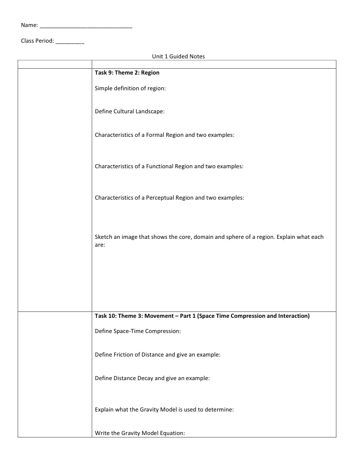 Guided note template fitted screenshoot ap human geography unit 1 