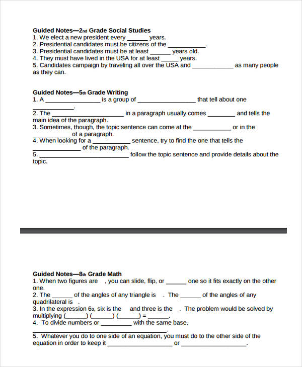 5+ Guided Note Templates   Free Samples, Examples Format Download 