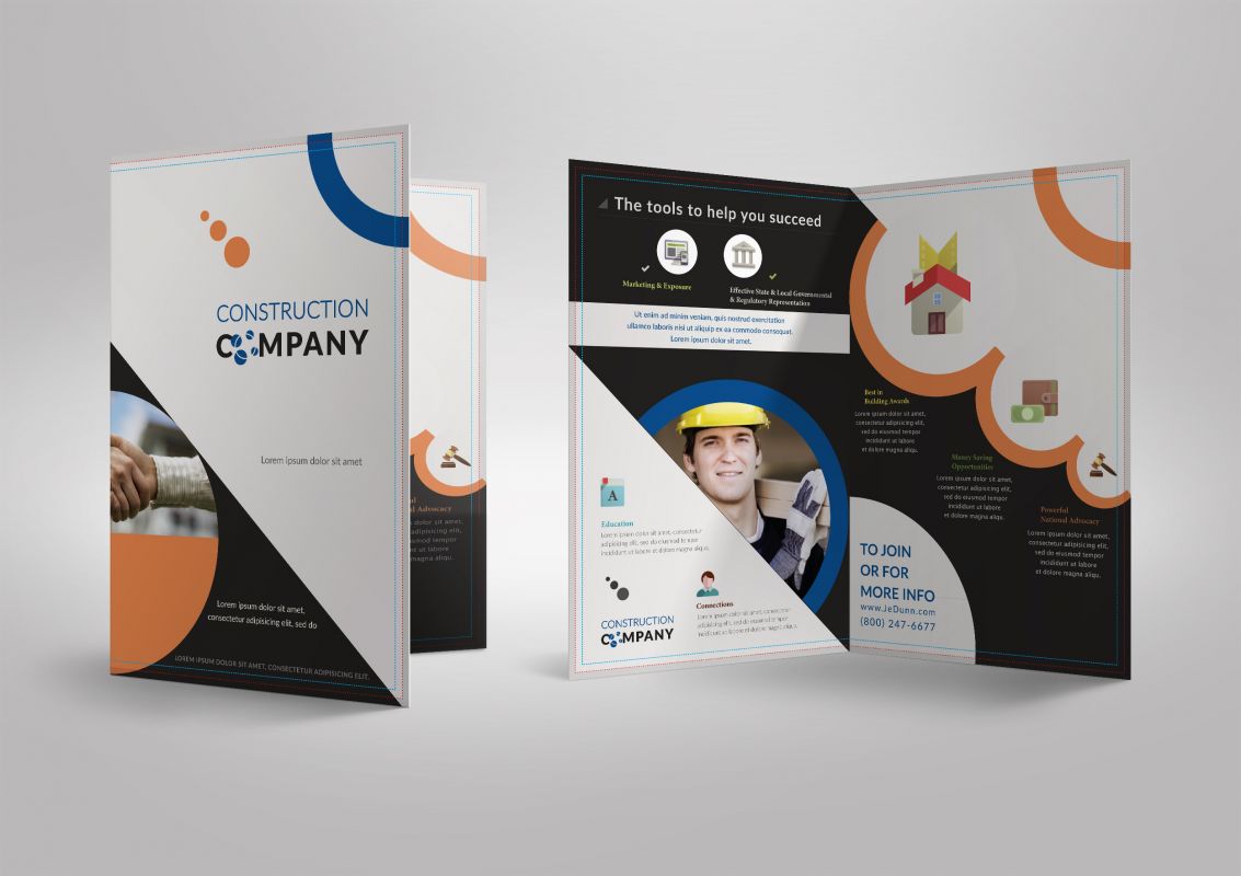 Half Fold Brochure template for Construction Company Stationary 