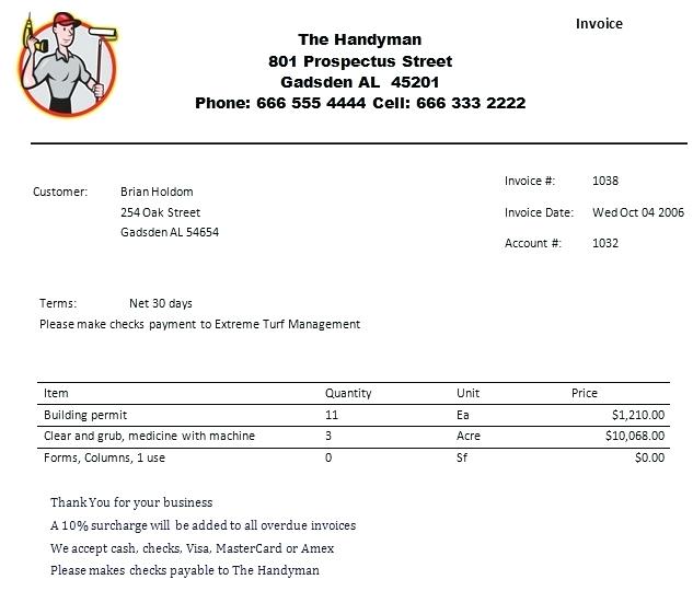 Handyman Invoices 14 Practiced Handyman Invoice Templates 