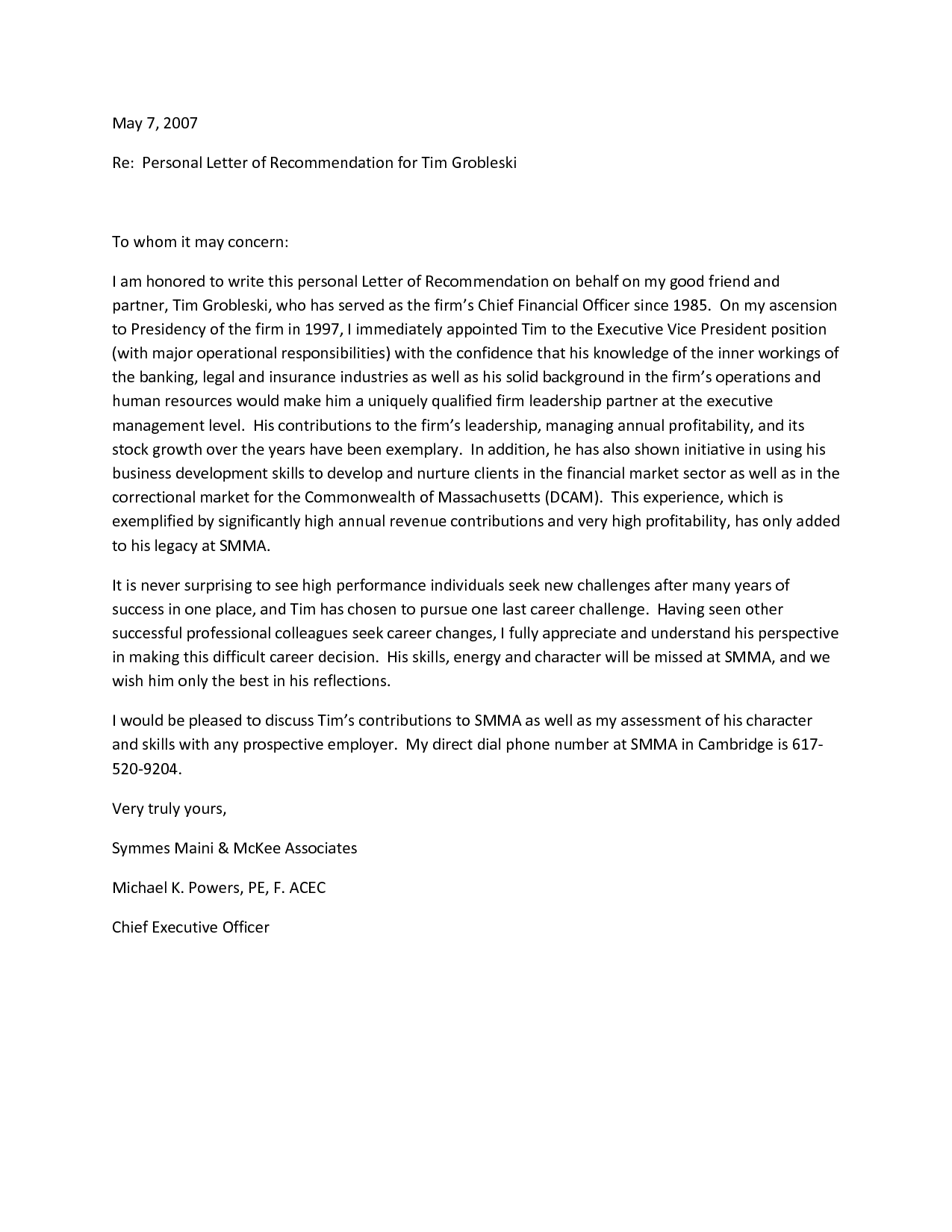 Free Personal Letter of Recommendation Template (For a Friend 