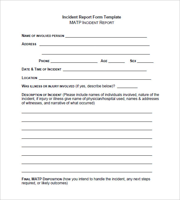 incident form template incident report form template word 