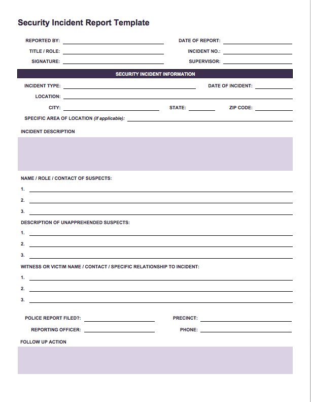incident report form template word free incident report templates 