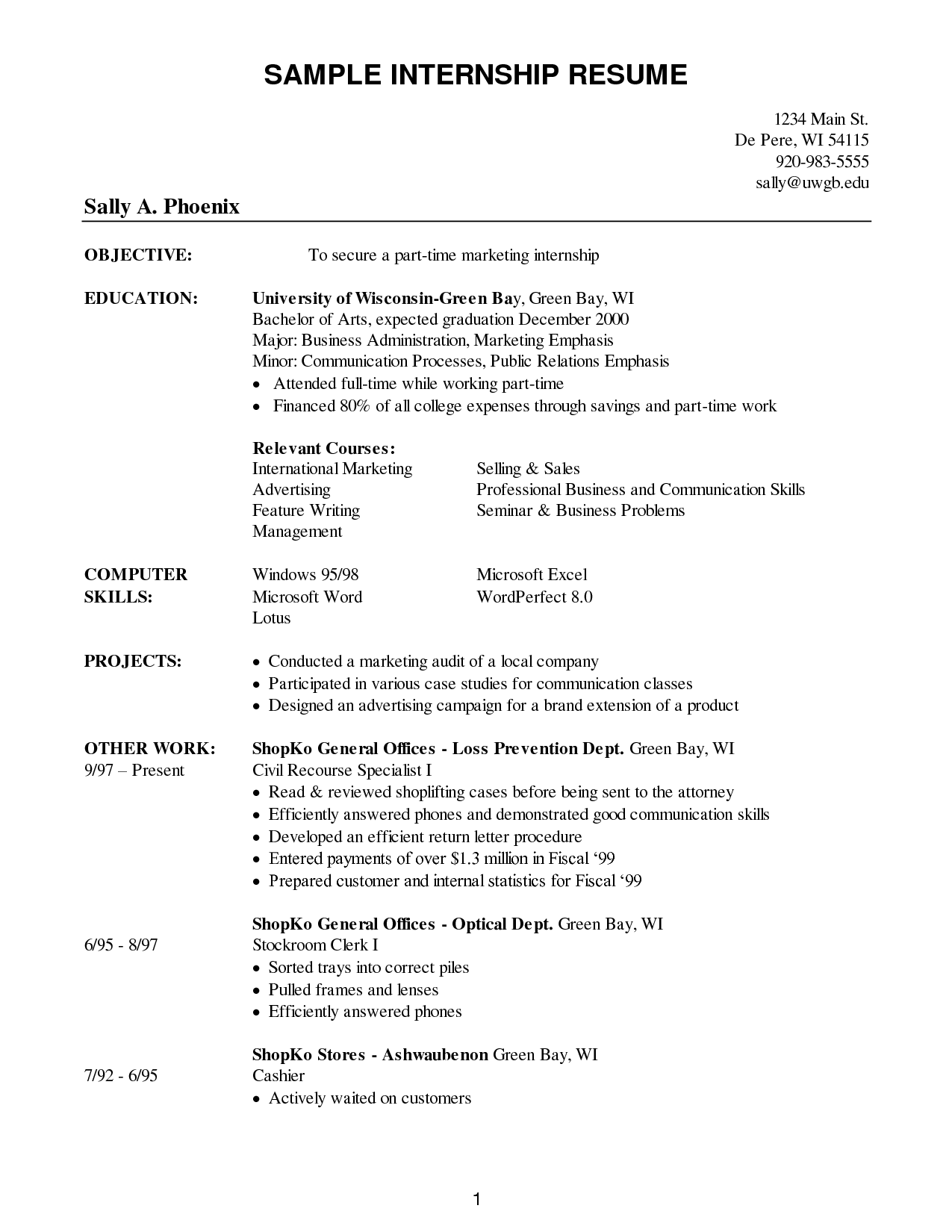 college student resume template for internship   Ecza.solinf.co