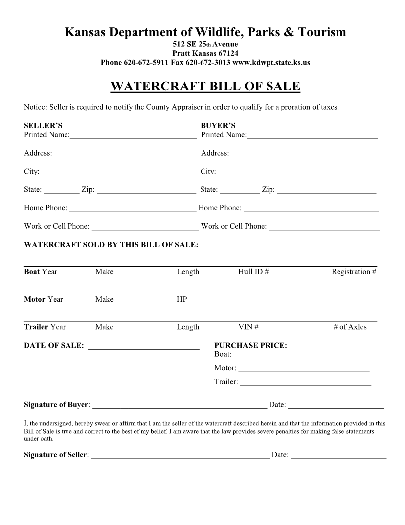 Watercraft Bill of Sale – 8+ Free Word, Excel, PDF Format Download 