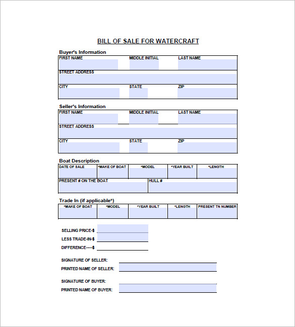 Free Kansas Watercraft or Boat Bill of Sale Form   Download PDF | Word
