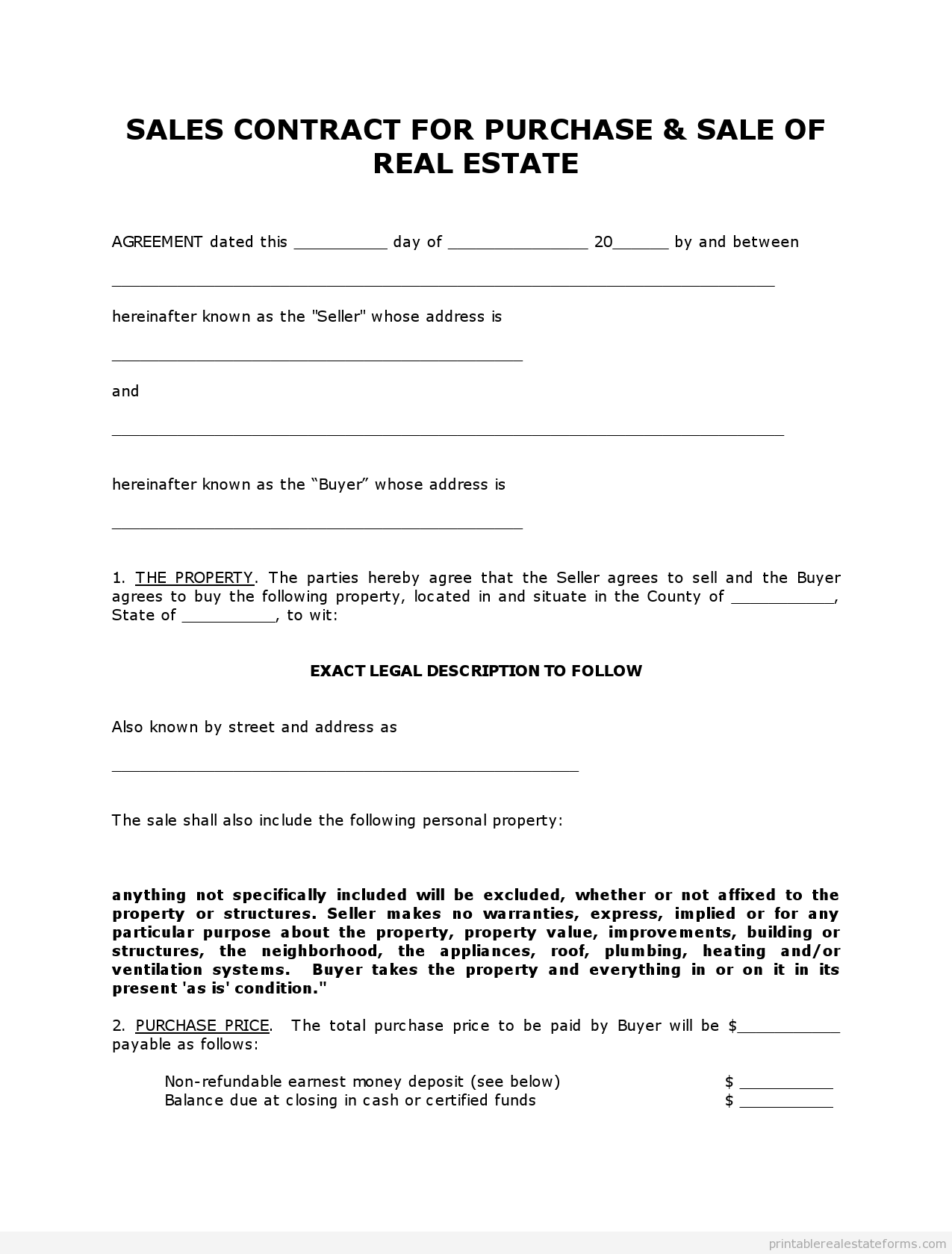 Land Contract Forms | Free Contract for Deed Form (US) | LawDepot