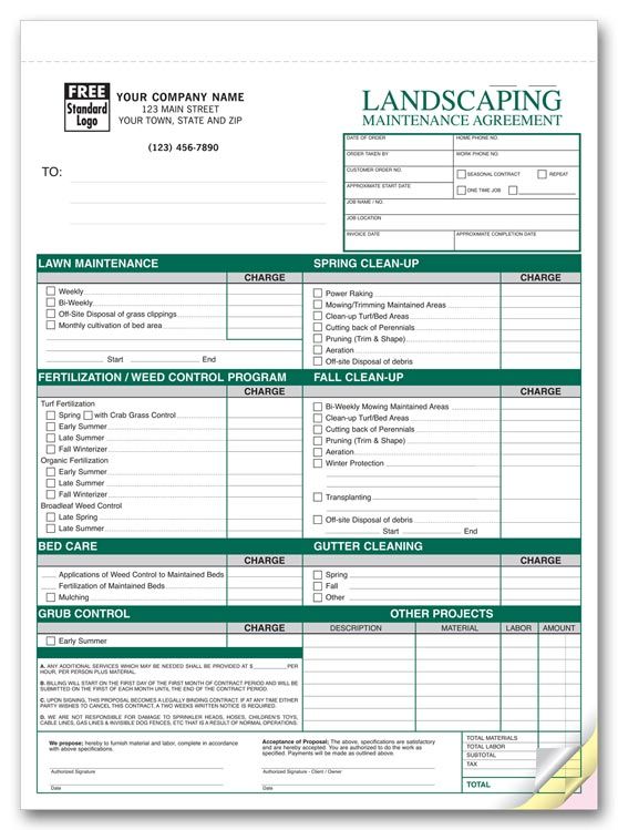 Free Printable Lawn Service Contract Form (GENERIC) | Sample 