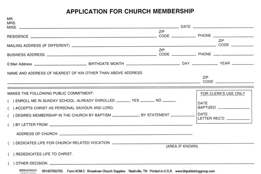 church membership form template   Mini.mfagency.co