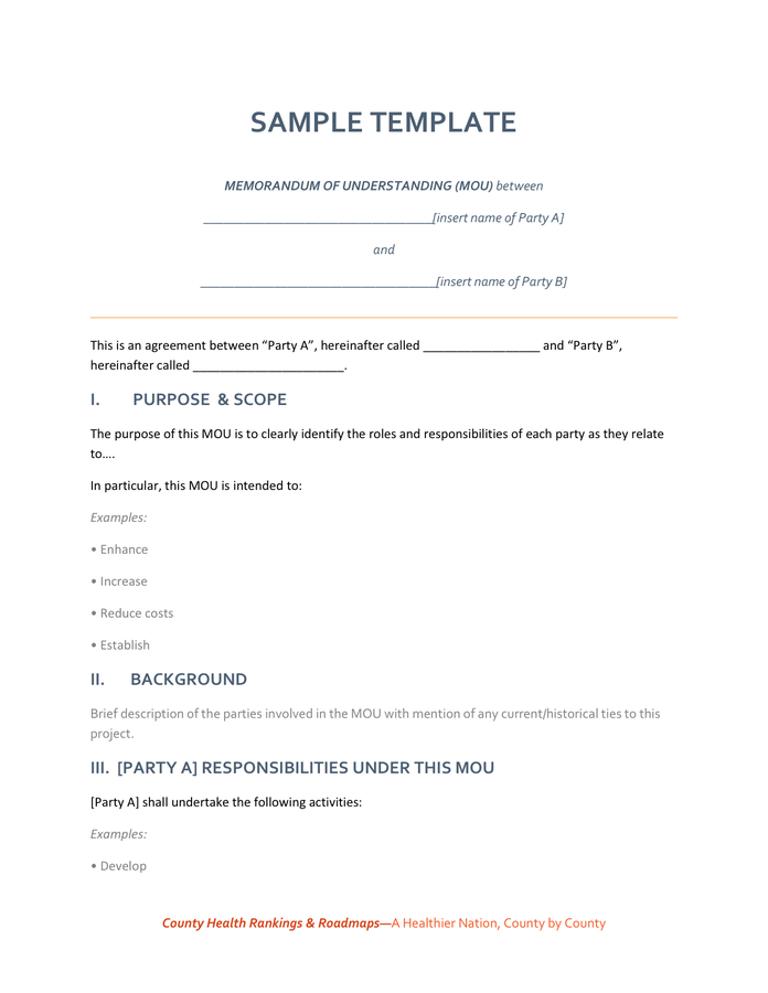 free mou agreement template mou agreement template agreement of 