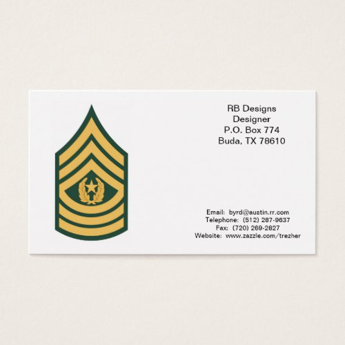 Military Business Cards Command Sergeant Major E 9 Csm Business 