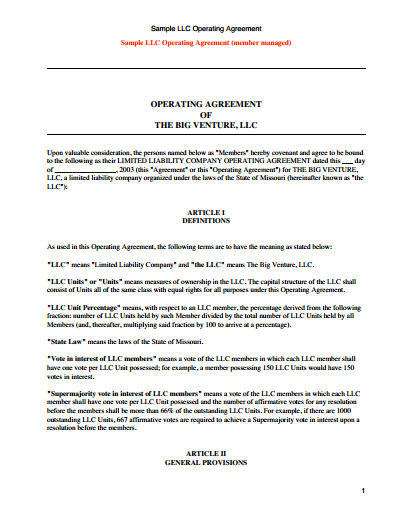llc ownership agreement template llc operating agreement template 
