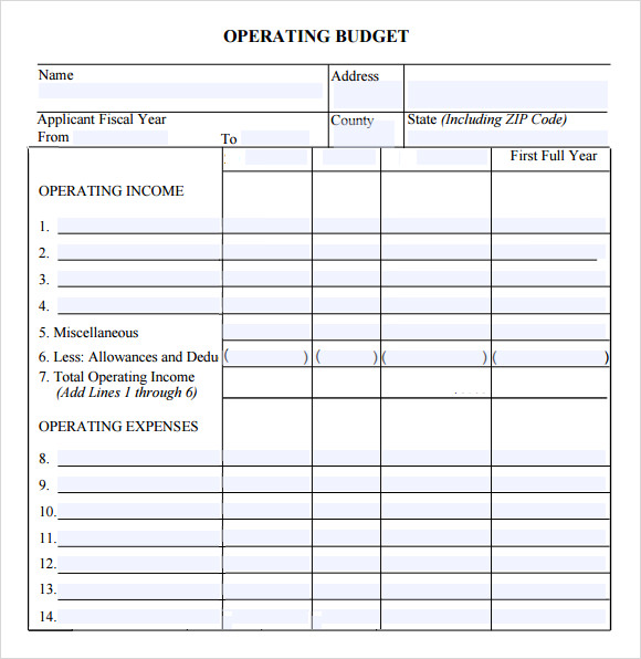 8 Sample Operating Budget Templates to Download | Sample Templates