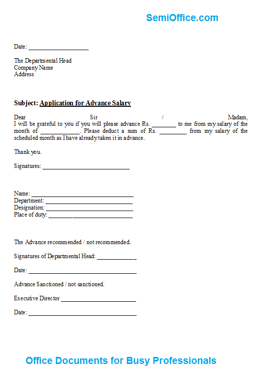 Payroll Advance Form Fabulous Letter Format For Advance Salary 