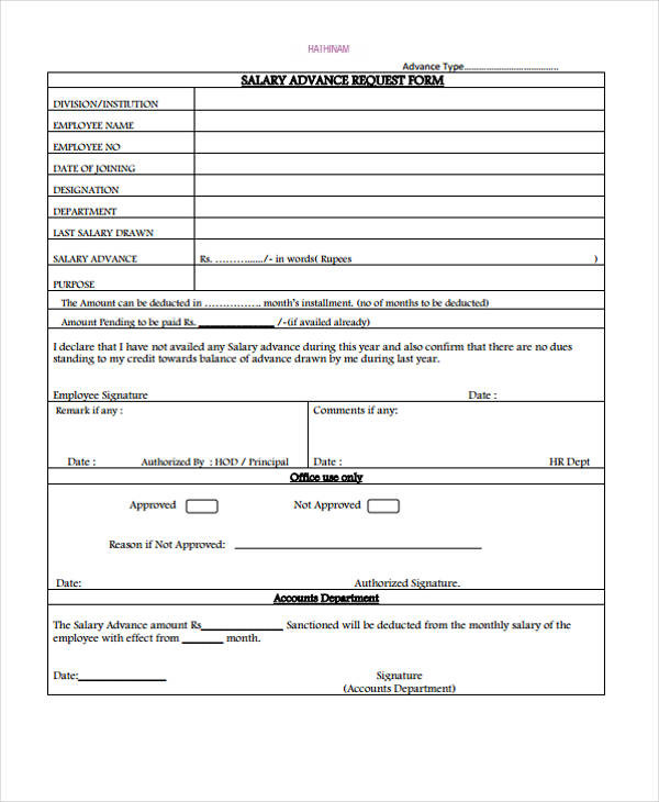 Payroll Advance Form | free printable business templates