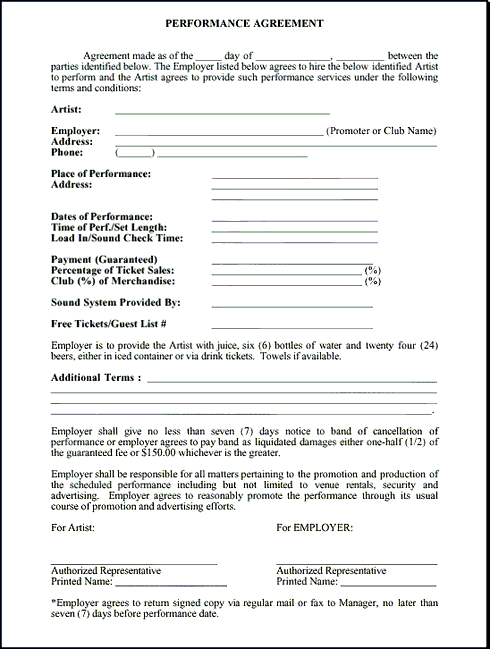 Production Agreement Contract Template Best Of Live Performance 