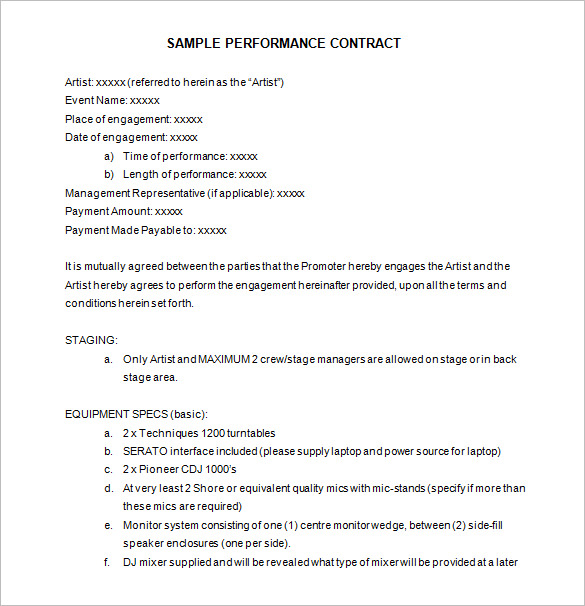 12+ Performance Contract Templates   Free Word, PDF Documents 