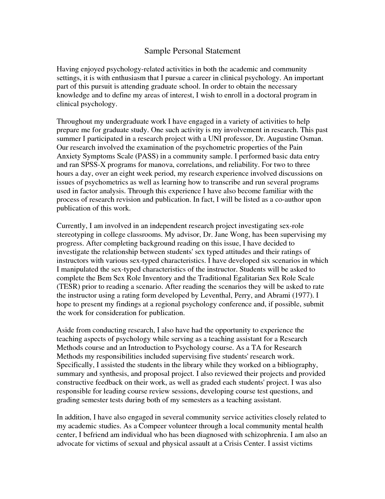 8+ personal statement for grad school | Marital Settlements 