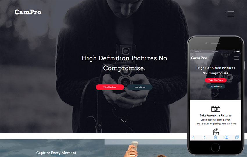 Campro a Photographer Portfolio Flat Responsive Web Template by 