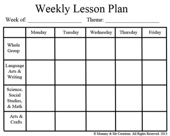 Weekly Preschool Lesson Plan Template by Mommy and Me Creations | TpT