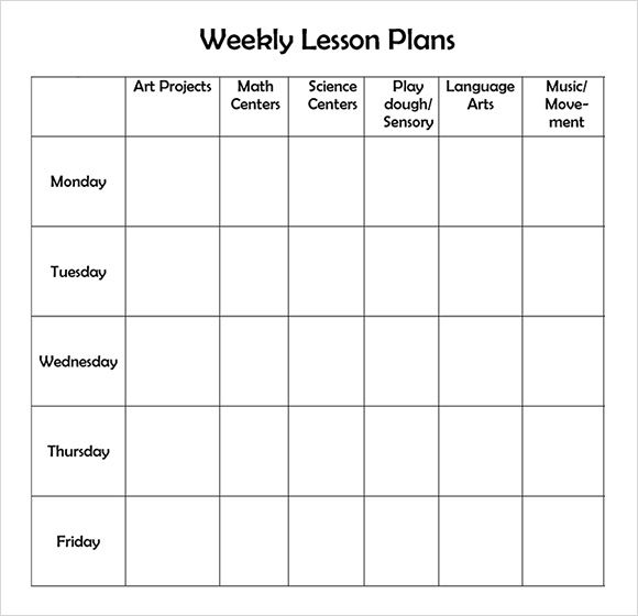 weekly lesson planner template word   Ecza.solinf.co