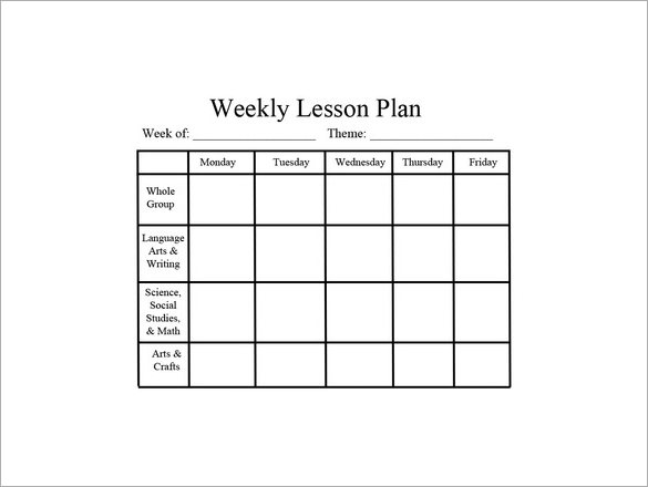 free preschool weekly lesson plan template   Ecza.solinf.co
