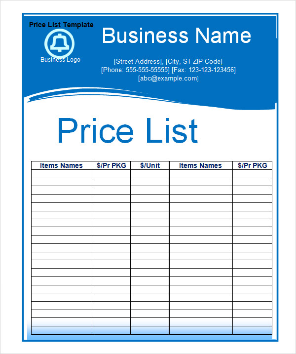 Price Sheet Template PSD ~ Templates ~ Creative Market