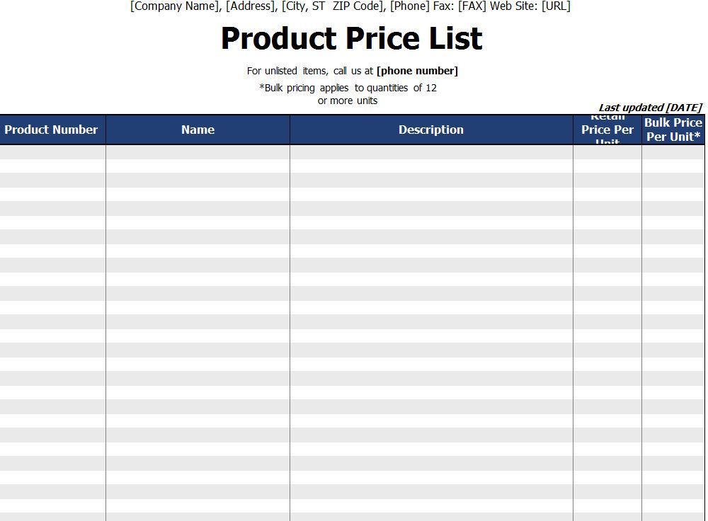 8+ Price Sheet Templates   Free Sample, Example, Format Download 