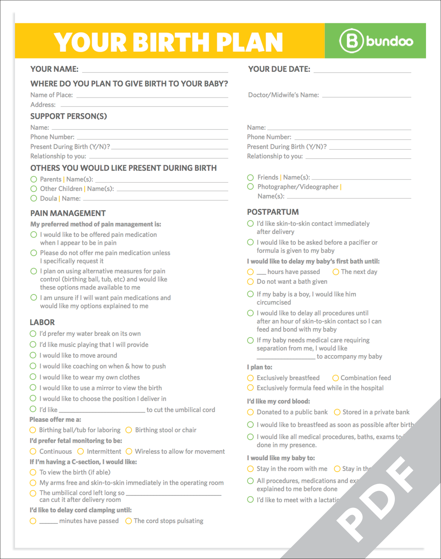 Here's a printable birth plan that your doctor will be happy to 