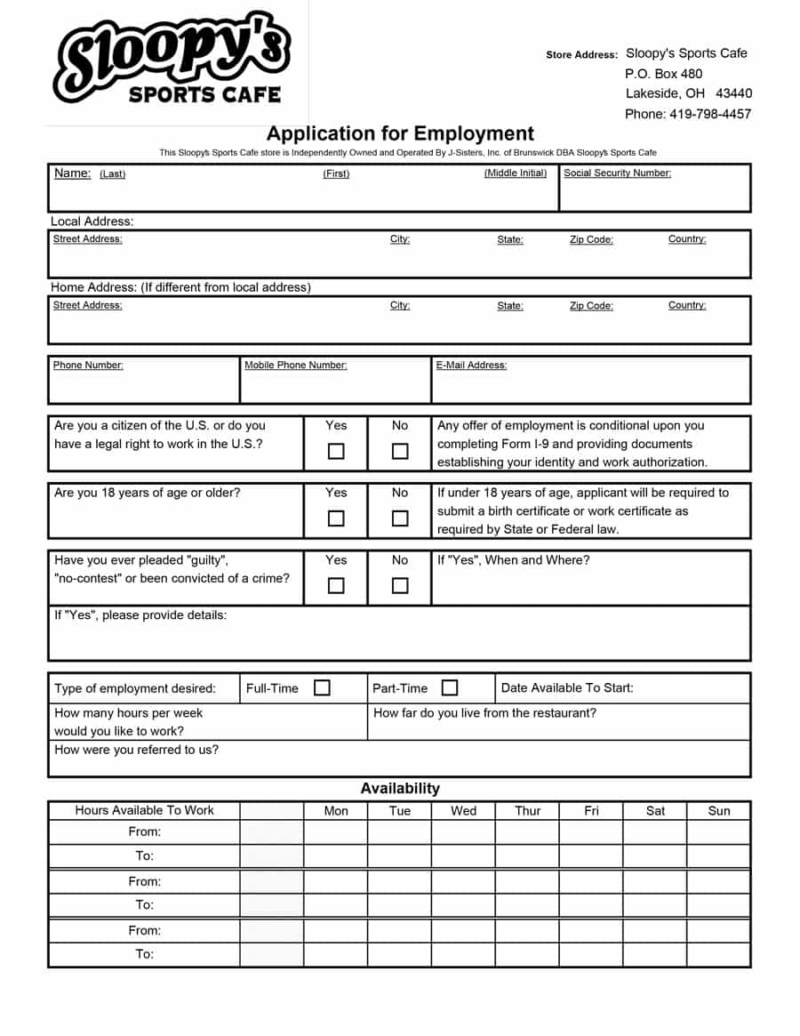 printable sample job application   Ecza.solinf.co
