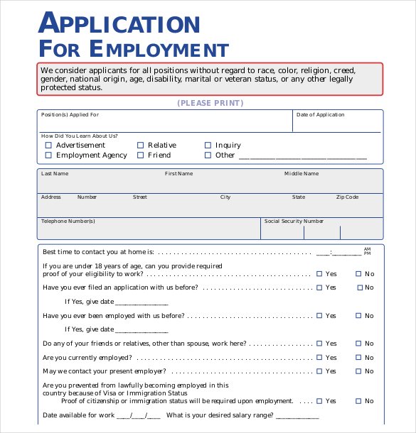 free job application template employment application template 21 