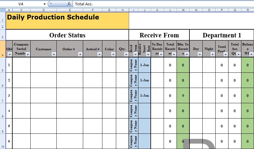 Production Schedule Template In Excel