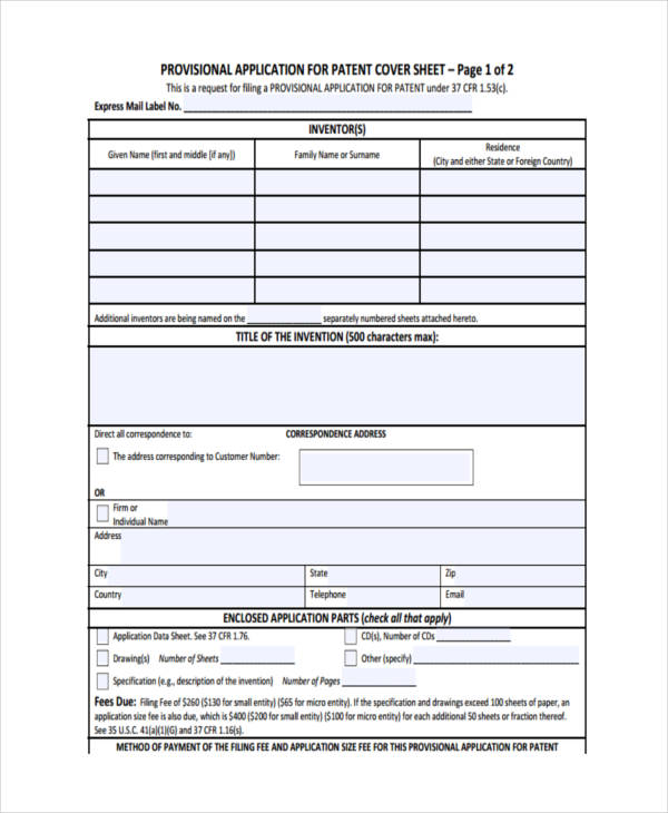 Provisional Patent Template | Best Business Template